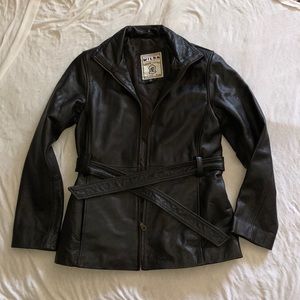 70s retro Wilda Leather Short trench jacket